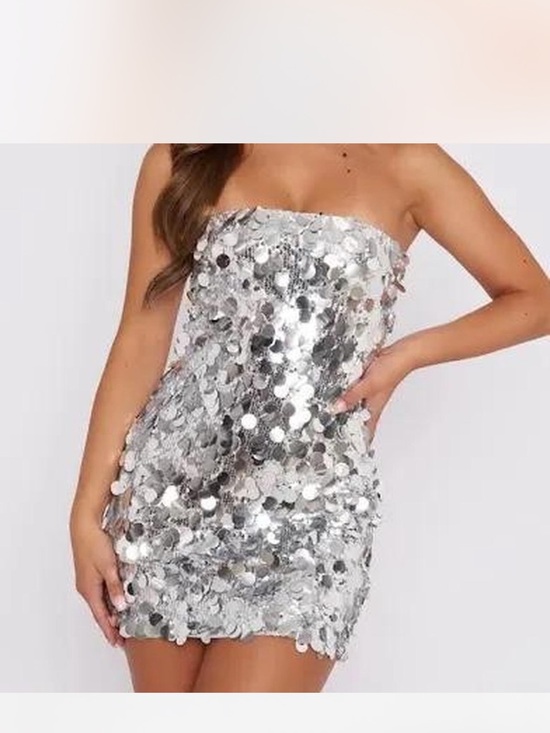 White Fox Boutique Dresses & Skirts - White Fox Boutique Silver Sequin Mini Dress